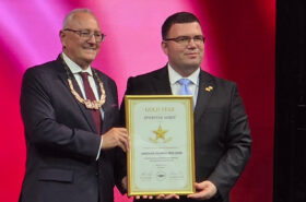 The Gold Star Award of the European Weightlifting Federation awarded to ICMG Secretary General Iakovos Filippousis