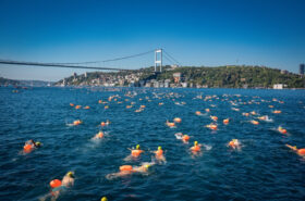 2,500 swimmers stroked from Asia to Europe at the Bosphorus Cross-Continental Swimming Race